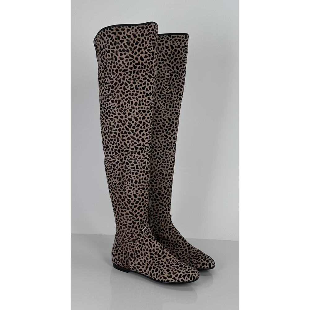 ⭐️ Giuseppe Zanotti Flat Over The Knee Tall Boots Cow Hide Leopard Sz 36.5 / 6.5